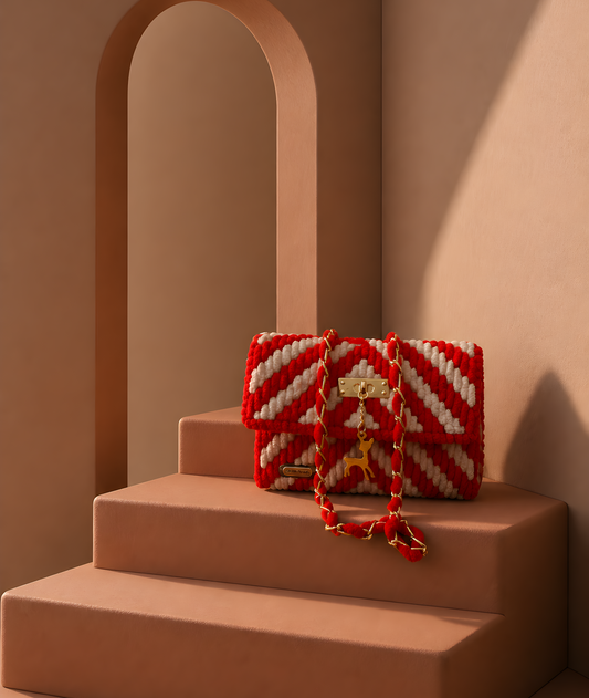 Sac à main rouge et beige - Annel's Collection