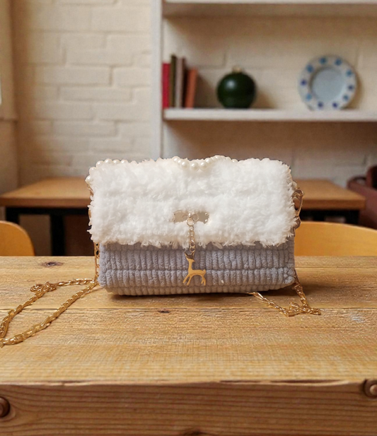 Sac à main gris et blanc - Annel's collection